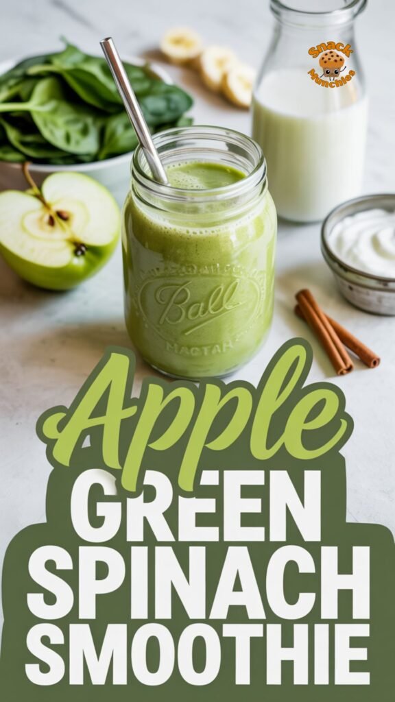 Green Apple Spinach Smoothie, Light, Creamy and Naturally Sweet