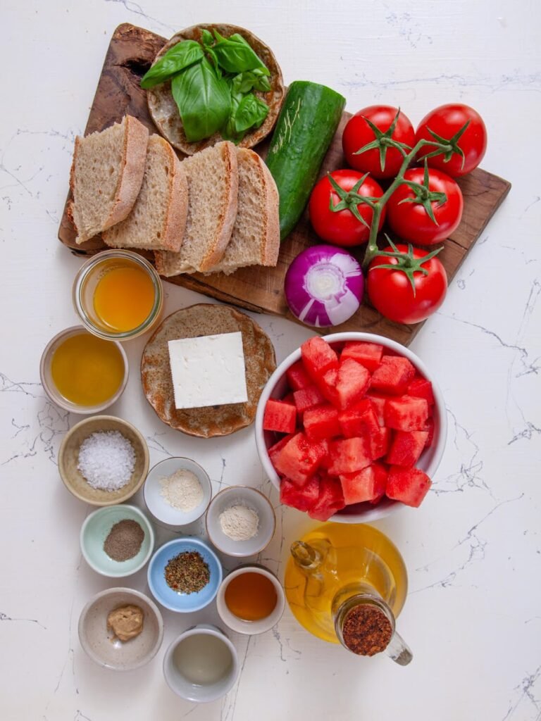 Ingredients for Watermelon Panzanella Salad