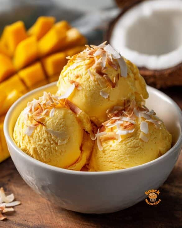 No-Churn Mango Coconut Ice Cream