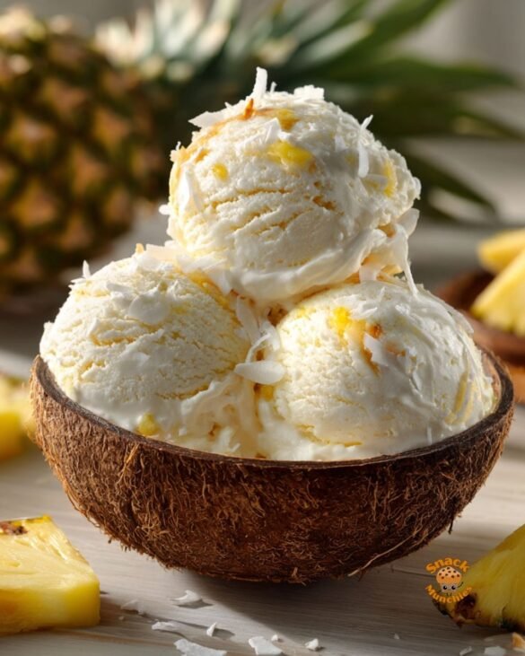 No-Churn Pineapple Coconut Ice Cream – Creamy Tropical Bliss