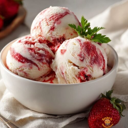 No-Churn Strawberry Swirl Ice Cream – Creamy, Fruity & Easy