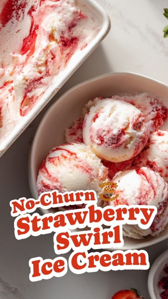 No-Churn Strawberry Swirl Ice Cream – Creamy, Fruity & Easy