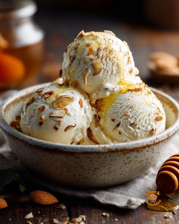 No-Churn Honey Almond Ice Cream – Creamy, Nutty & Naturally Sweet